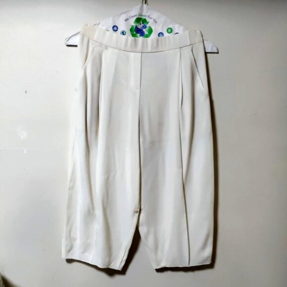 Elie Tahari White Artsey Lagenlook Elastic Waistband Culottes Capri Pants Size 6 - Picture 2 of 16